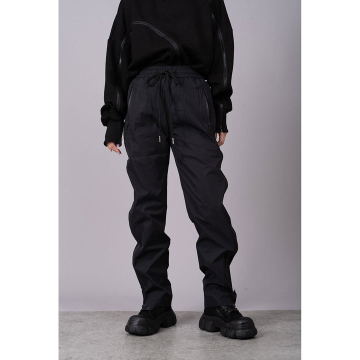[¥0] Drawstring Slender Zipper Pants