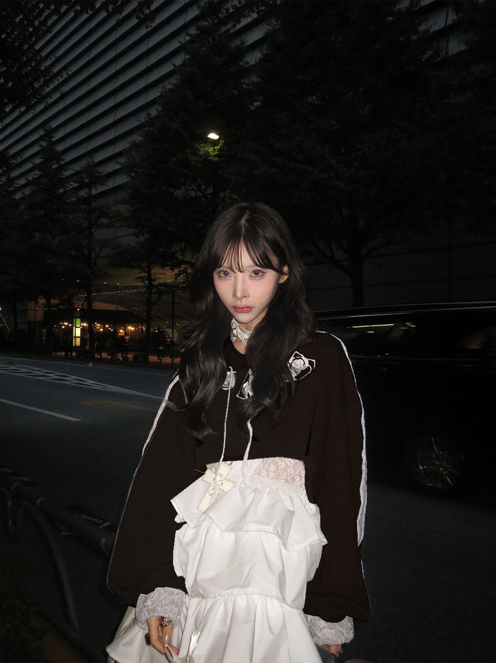 ୨୧ セット購入はこちらから ୨୧ 1週間限定15％OFF ୨୧ [ yy0904._] 緩苺 -Rose Hoodie シリーズ × Side Lace Tiered Cami Onepiece 24,191 / 25,041