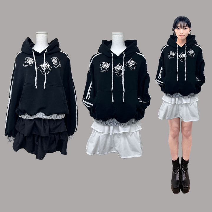 ୨୧ セット購入はこちらから ୨୧ 1週間限定15％OFF ୨୧ [ yy0904._] 緩苺 -Rose Hoodie シリーズ × Side Lace Tiered Cami Onepiece 24,191 / 25,041